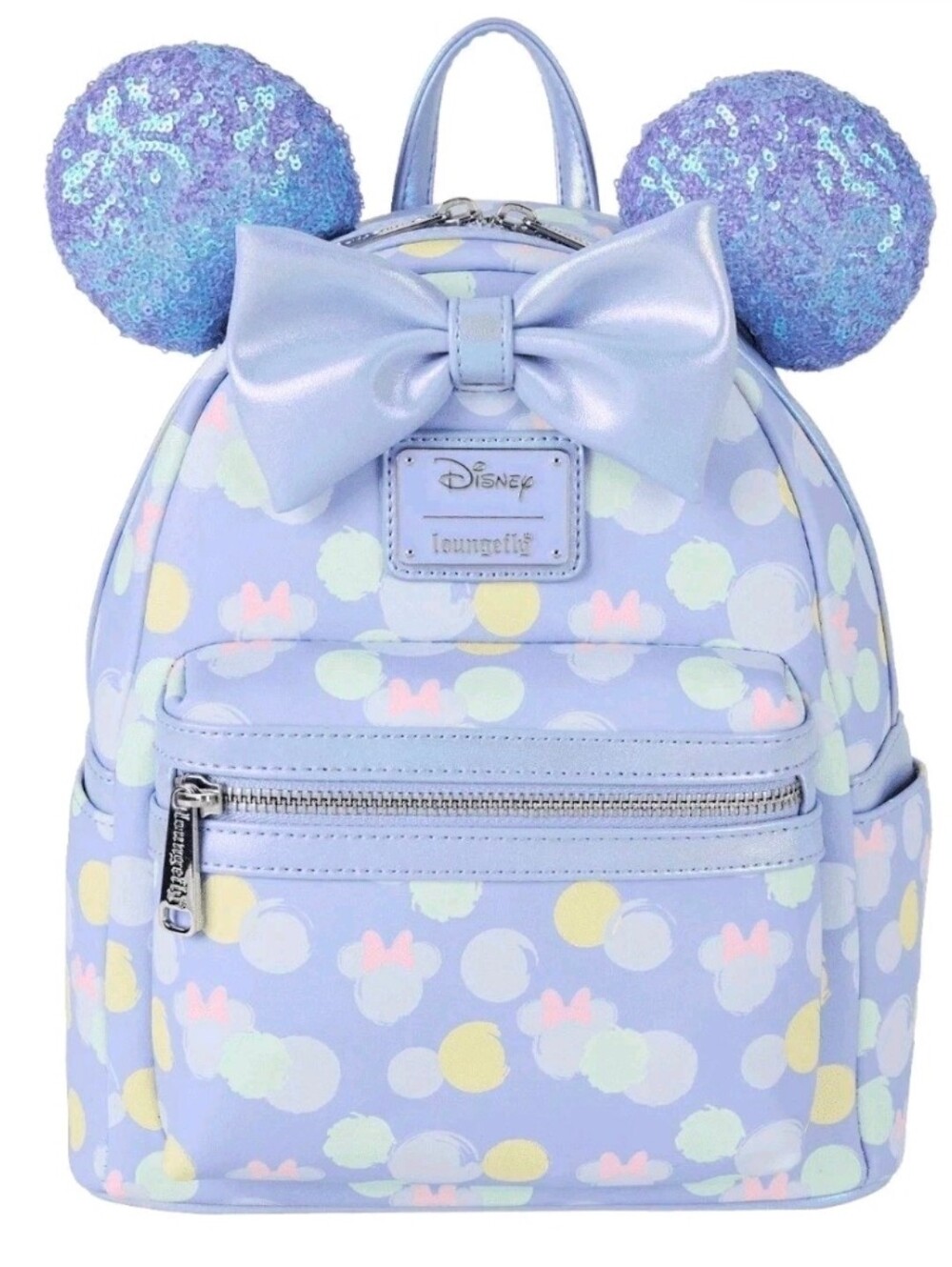 Loungefly Disney Minnie Mouse Lavender Iridescent Sequin Ears Mini Backpack NWT